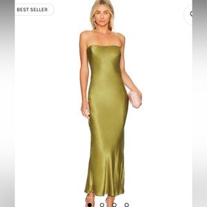 x REVOLVE Angel Strapless Midi Dress in Olive